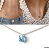 N3451a Chaine de taille Swarovski papillon bleu et Argent 925 massif - Bijoux de corps en ligne Ninanina