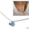 N3451c Chaine de taille Swarovski papillon bleu et Argent 925 massif - Bijoux de corps en ligne Ninanina