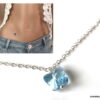 N3451e Chaine de taille Swarovski papillon bleu et Argent 925 massif - Bijoux de corps en ligne Ninanina