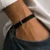 N3455a Bracelet homme cuir perle lettre argentée personnalisée - Bijoux bracelets hommes en ligne Ninanina