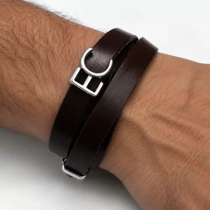 N3457 Bracelet homme cuir 3 tours lettre personnalisée - Bijoux bracelets hommes en ligne Ninanina