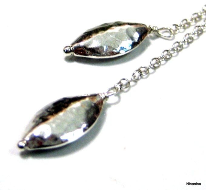 N3470tera collier long sautoir gouttes argent massif