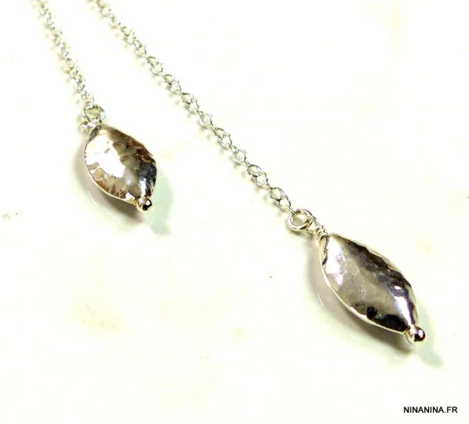 N3470terb collier long sautoir argent massif