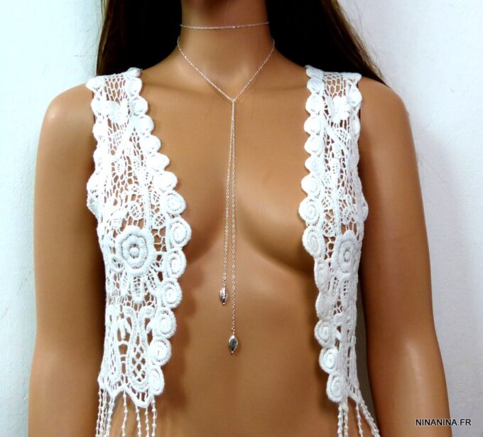 N3470terl collier long sautoir argent massif