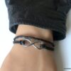 N3487a Bracelet cuir infini femme ou homme Acier argent - Bijoux Bracelets en ligne Ninanina
