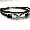 N3487f Bracelet cuir infini femme ou homme Acier argent - Bijoux Bracelets en ligne Ninanina