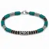 N3503 Bracelet Perles Bois Bleues Turquoise et Marron – Bijou Artisanal Homme - Bijoux bracelets hommes en ligne Ninanina
