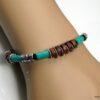 N3503d bracelet homme perle bois turquoise