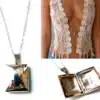 N3506 Sautoir porte photo pendentif carré Argent - Collier long - Bijoux colliers femmes en ligne Ninanina