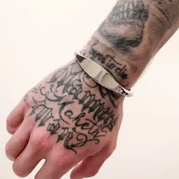 N3508a Bracelet Jonc Argent 2 boules Homme ouvert réglable - Bijoux Bracelets Hommes en ligne Ninanina