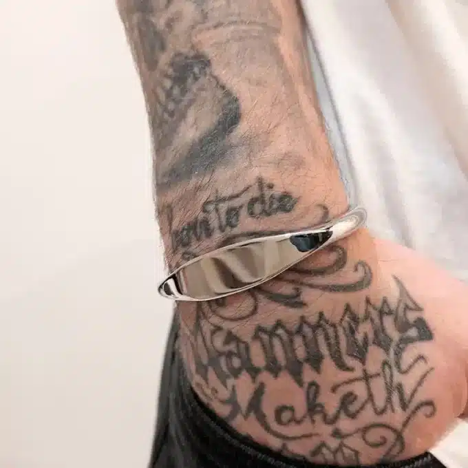 N3508c Bracelet Jonc Argent 2 boules Homme ouvert réglable - Bijoux Bracelets Hommes en ligne Ninanina