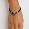 N3509a Bracelet cuir Argent 925 et pierre howlite Turquoise - Bijoux bracelets hommes en ligne Ninanina