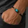 N3509b Bracelet cuir Argent 925 et pierre howlite Turquoise - Bijoux bracelets hommes en ligne Ninanina