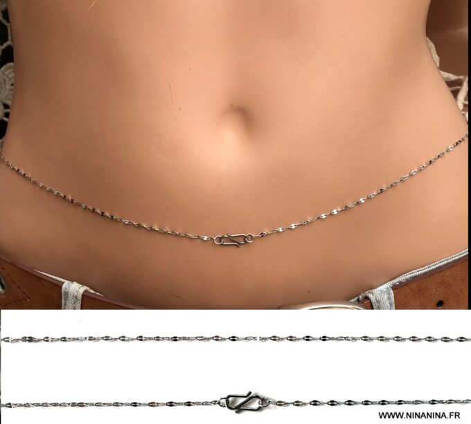 N3531c Chaine grain de café acier femme pour la taille - Bijoux Chaines en ligne Ninanina