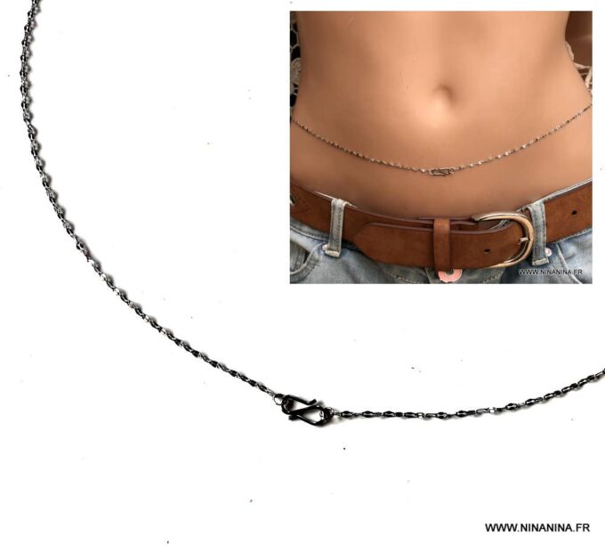 N3531d Chaine grain de café acier femme pour la taille - Bijoux Chaines en ligne Ninanina