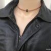N3534b Collier homme pierre noire agate cordon cuir naturel - Bijoux Colliers en ligne Ninanina