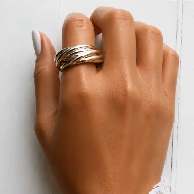 N3535a Bague Multi Anneaux Argent Entrelacés Pour Femme - Bijoux bagues femmes en ligne Ninanina