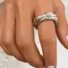 N3535b Bague Multi Anneaux Argent Entrelacés Pour Femme - Bijoux bagues femmes en ligne Ninanina