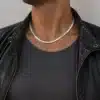 N3541 Chaine homme Argent plaqué maille serpent large - Bijoux colliers hommes en ligne Ninanina