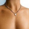 N3556d Collier homme pendentif dent de requin véritable et Acier inoxydable argenté - Bijoux Colliers hommes en ligne Ninanina