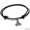 N3563a Bracelet de cheville cordon cuir pendentif triskel acier argent - Bijoux Bracelets en ligne Ninanina