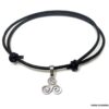 N3563c Bracelet de cheville cordon cuir pendentif triskel acier argent - Bijoux Bracelets en ligne Ninanina