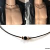 N3569b Collier cordon Cuir homme ajustable perle bois carrée - Bijoux Colliers en ligne Ninanina
