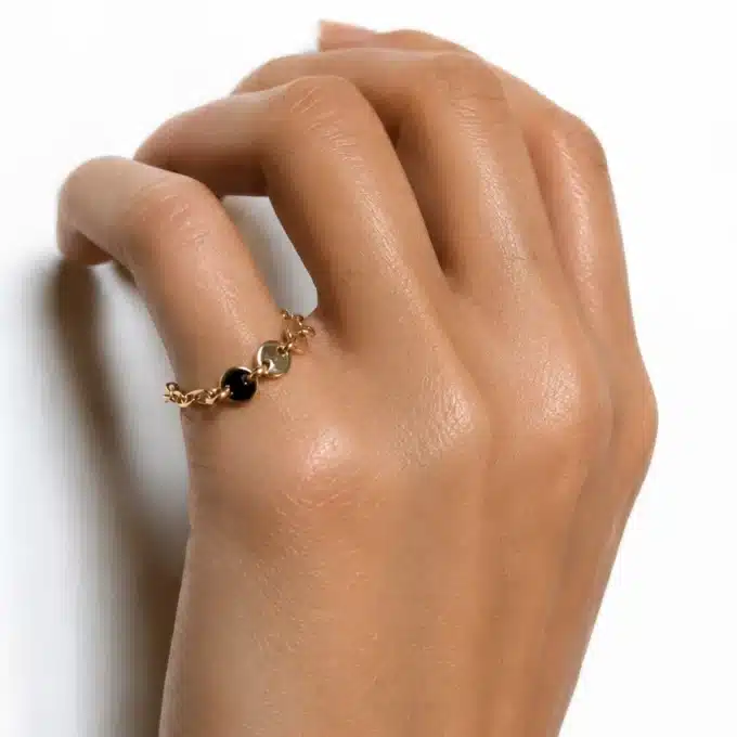 N3578 Bague chainette plaqué or gold filled 14k pour femme - Bijoux bagues femmes en ligne Ninanina