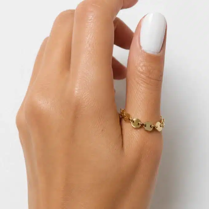 N3578a Bague chainette plaqué or gold filled 14k pour femme - Bijoux bagues femmes en ligne Ninanina