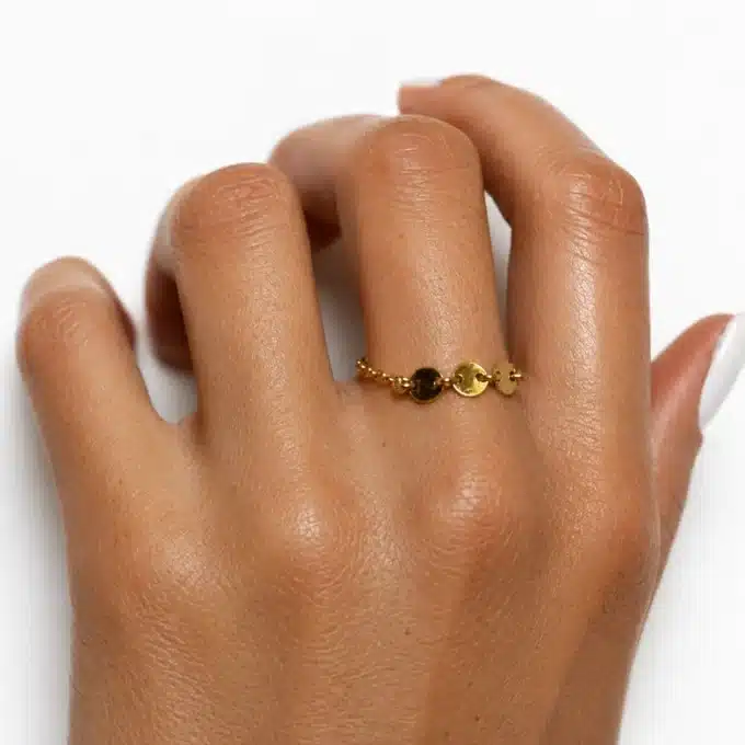 N3578b Bague chainette plaqué or gold filled 14k pour femme - Bijoux bagues femmes en ligne Ninanina