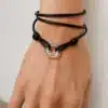 N3612 Bracelet cristal de Swarovski anneau et cordon cuir réglable Bijoucx bracelets femmes en ligne Ninanina