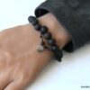 N3625 Bracelet boules bois noir et Acier inoxydable homme - Bijoux Bracelets en ligne Ninanina