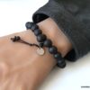 N3625a Bracelet boules bois noir et Acier inoxydable homme - Bijoux Bracelets en ligne Ninanina