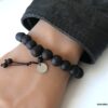 N3625b Bracelet boules bois noir et Acier inoxydable homme - Bijoux Bracelets en ligne Ninanina