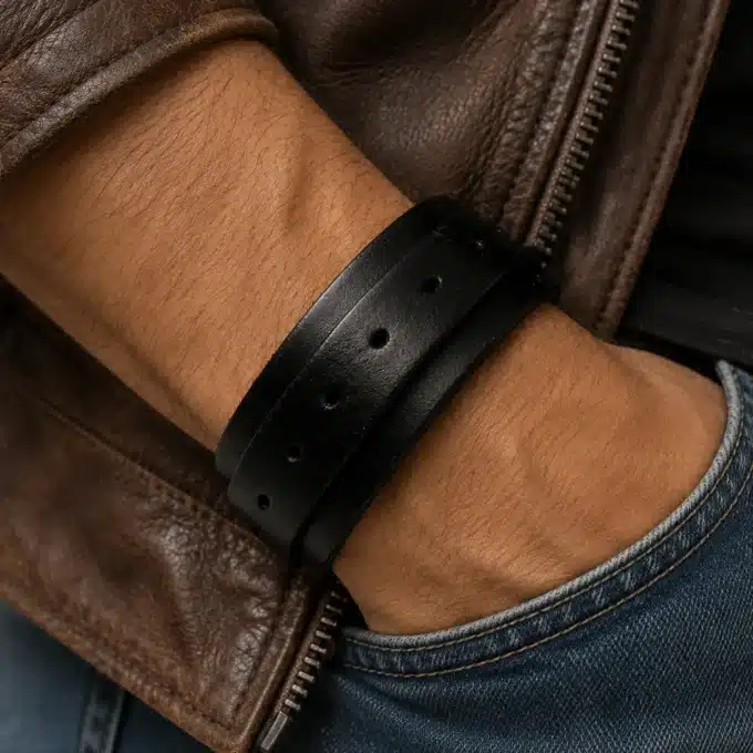 N3627b Bracelet de force artisanal mixte en cuir véritable marron - Bijoux bracelets hommes en ligne Ninanina