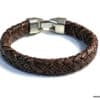 N3640a bracelet homme cuir tressé fermoir crochet métal argenté