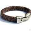 N3640g bracelet homme cuir tressé fermoir crochet métal argenté