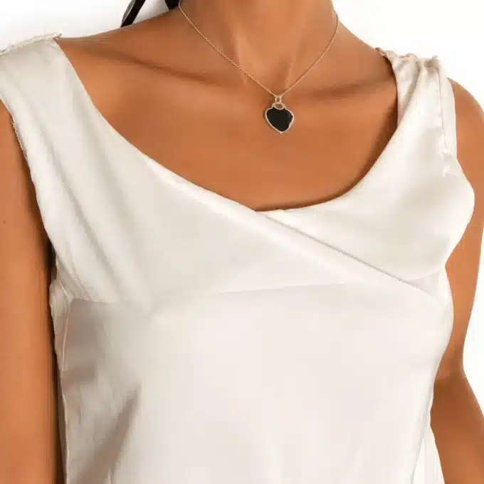 N3642 Collier Chaîne de dos femme pendentif coeur plaqué argent - Bijoux de corps femmes en ligne Ninanina