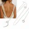 N3642d Collier Chaîne de dos femme pendentif coeur plaqué argent - Bijoux de corps femmes en ligne Ninanina