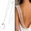 N3642e Collier Chaîne de dos femme pendentif coeur plaqué argent - Bijoux de corps femmes en ligne Ninanina