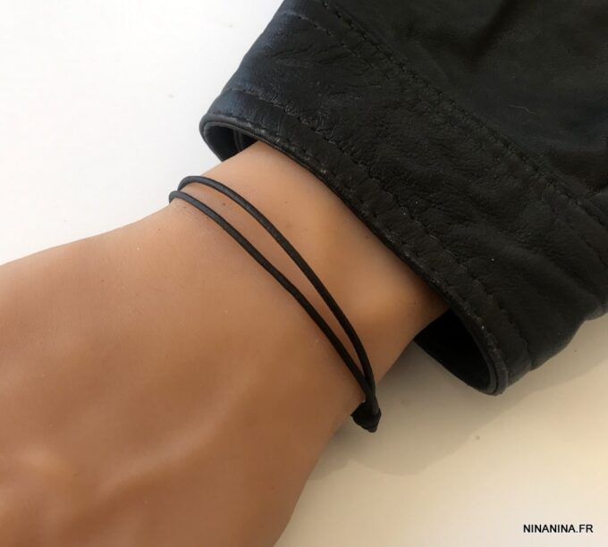 N3650 Bracelet homme cordon cuir minimaliste réglable - Bijoux Bracelets hommes en ligne Ninanina