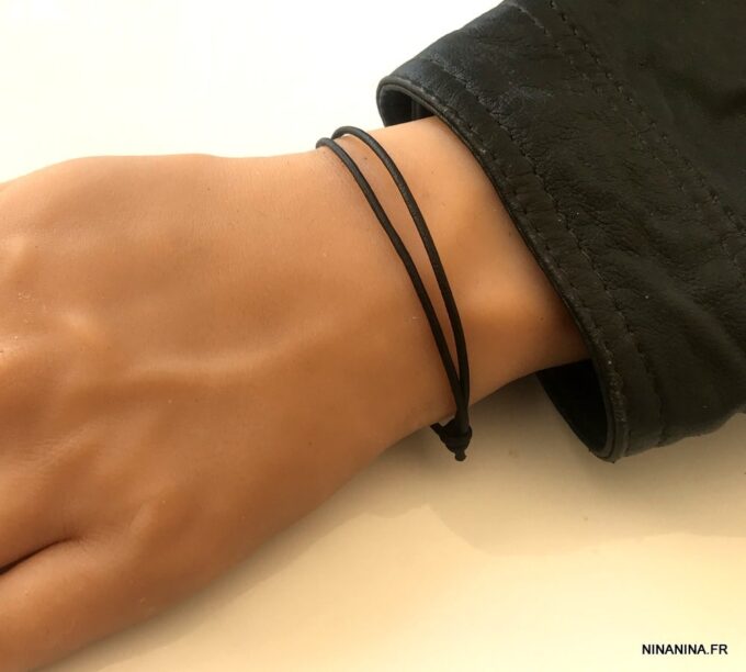 N3650a Bracelet homme cordon cuir minimaliste réglable - Bijoux Bracelets hommes en ligne Ninanina