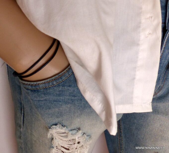 N3650b Bracelet homme cordon cuir réglable -Bijoux Bracelets en ligne Ninanina