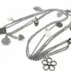 N3653c Collier fantaisie femme double rang argenté et pampilles - Bijoux colliers femmes en ligne Ninanina