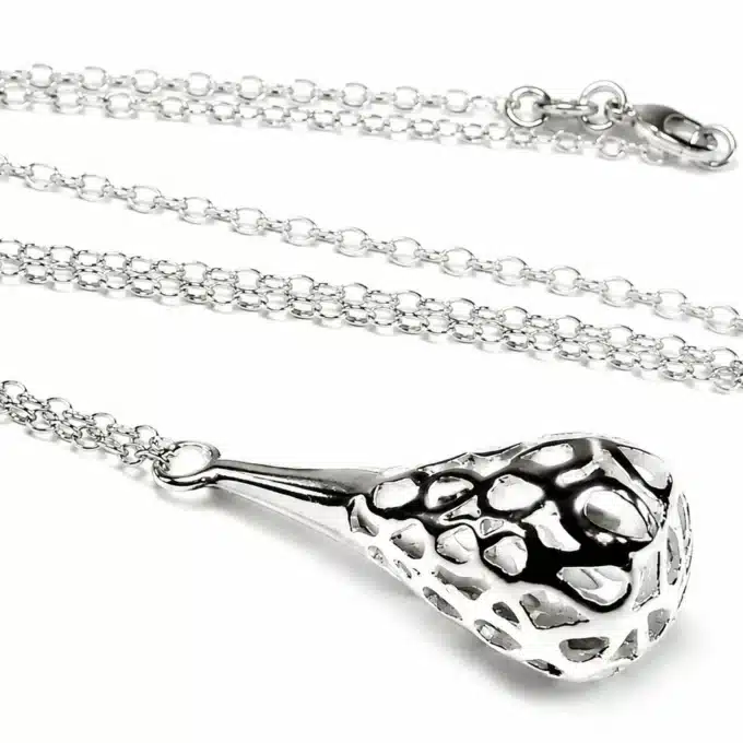 N3685c Collier femme pendentif goutte Argent plaqué filigrané - Bijoux Colliers femmes en ligne Ninanina