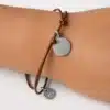 N3688a Bracelet fil femme coton médaille Argent 925 massif - Bijoux bracelets femmes en ligne Ninanina