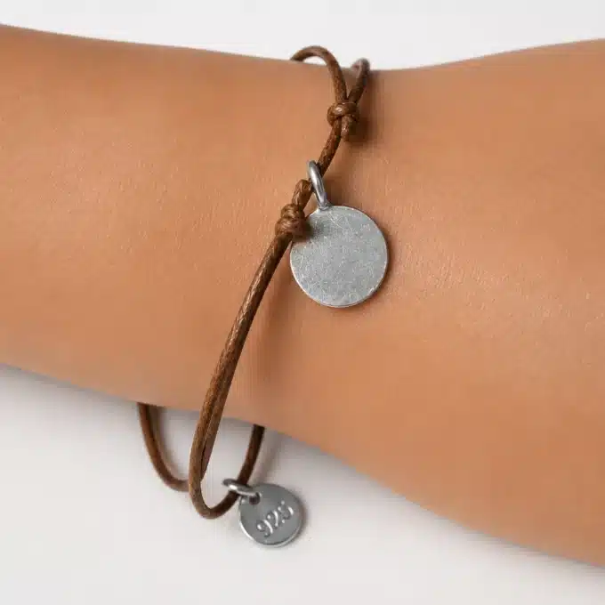 N3688a Bracelet fil femme coton médaille Argent 925 massif - Bijoux bracelets femmes en ligne Ninanina