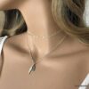 N3699b Collier plume femme en argent 925 massif - Bijoux Colliers en ligne Ninanina