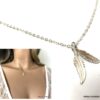 N3699c Collier plume femme en argent 925 massif - Bijoux Colliers en ligne Ninanina