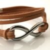 N3736F Bracelet 8 infini Acier inoxydable argent homme cuir 2 tours - Bijoux bracelets hommes en ligne Ninanina